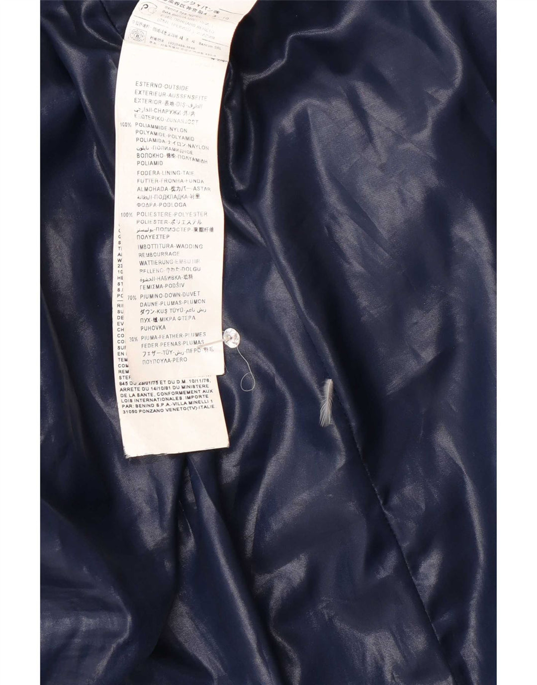 Benetton Wattierter Damenmantel mit Kapuze IT 42 Medium Navy Blue Polyamid