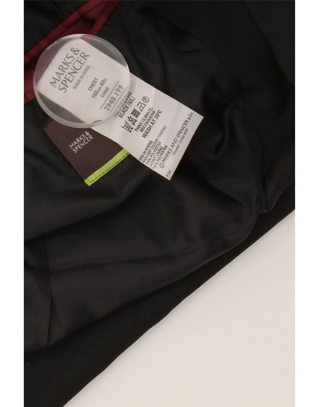 Marks & Spencer Herren-Blazer, lang, mit 3 Knöpfen, Gr. 40, mittelschwarz