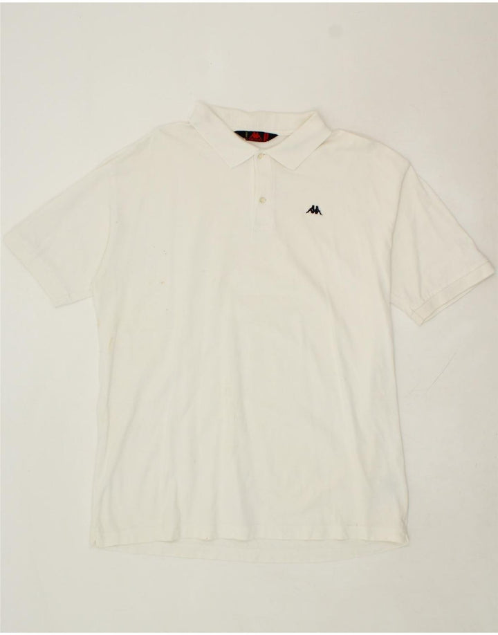 KAPPA Mens Polo Shirt 2XL White Cotton Vintage Kappa and Second-Hand Kappa from Messina Hembry 