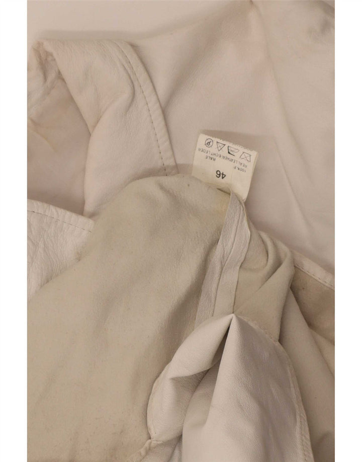 Vintage Damen Overshirt Lederhemd IT 46 Large Weiß