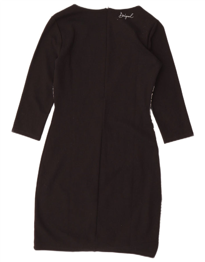 Desigual Damen 3/4-Ärmel-Etuikleid, Größe S, Schwarz, Patchwork