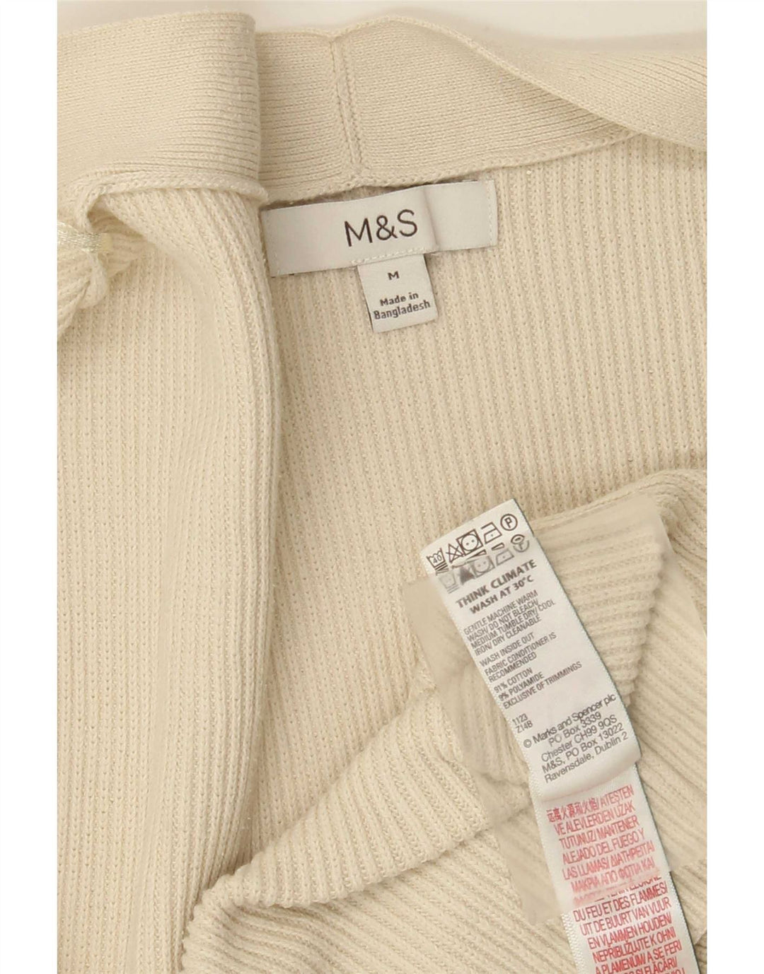 Marks & Spencer Offener Damen-Cardigan-Pullover UK 14 Mittelweiße Baumwolle