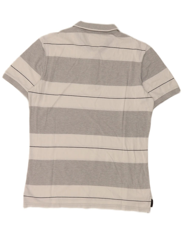 Benetton Herren Poloshirt Mittelgrau gestreift