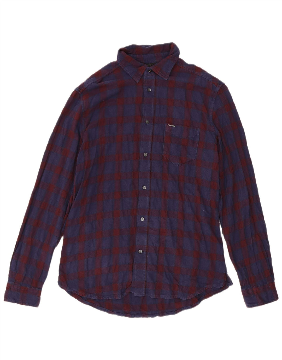 Diesel Herren-Flanellhemd XL, marineblau, kariert, Baumwolle