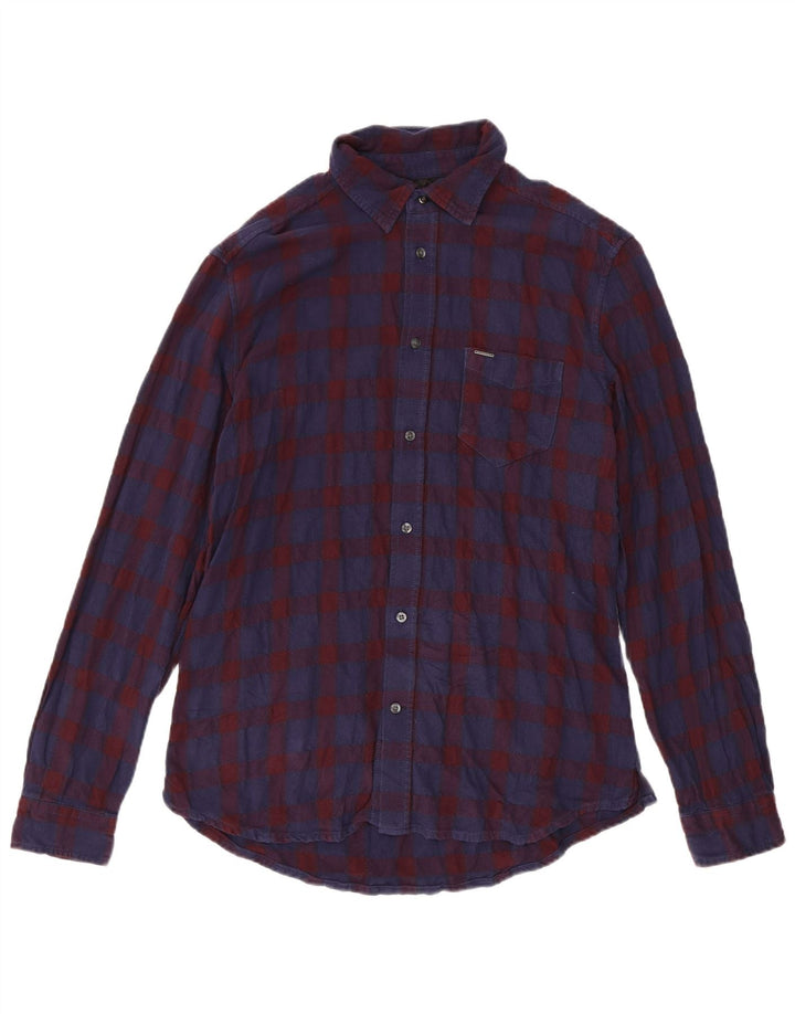 Diesel Herren-Flanellhemd XL, marineblau, kariert, Baumwolle