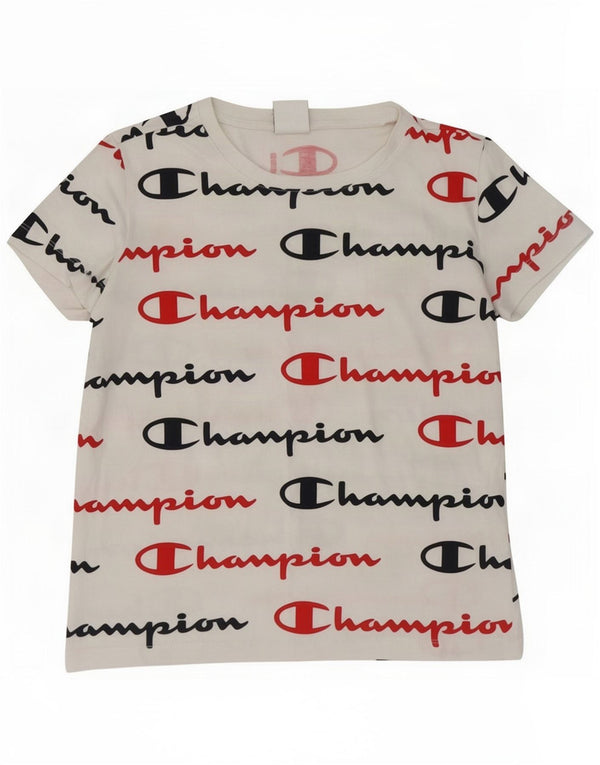 Champion Womens Graphic T-Shirt Top UK 10 Small Weiße Baumwolle