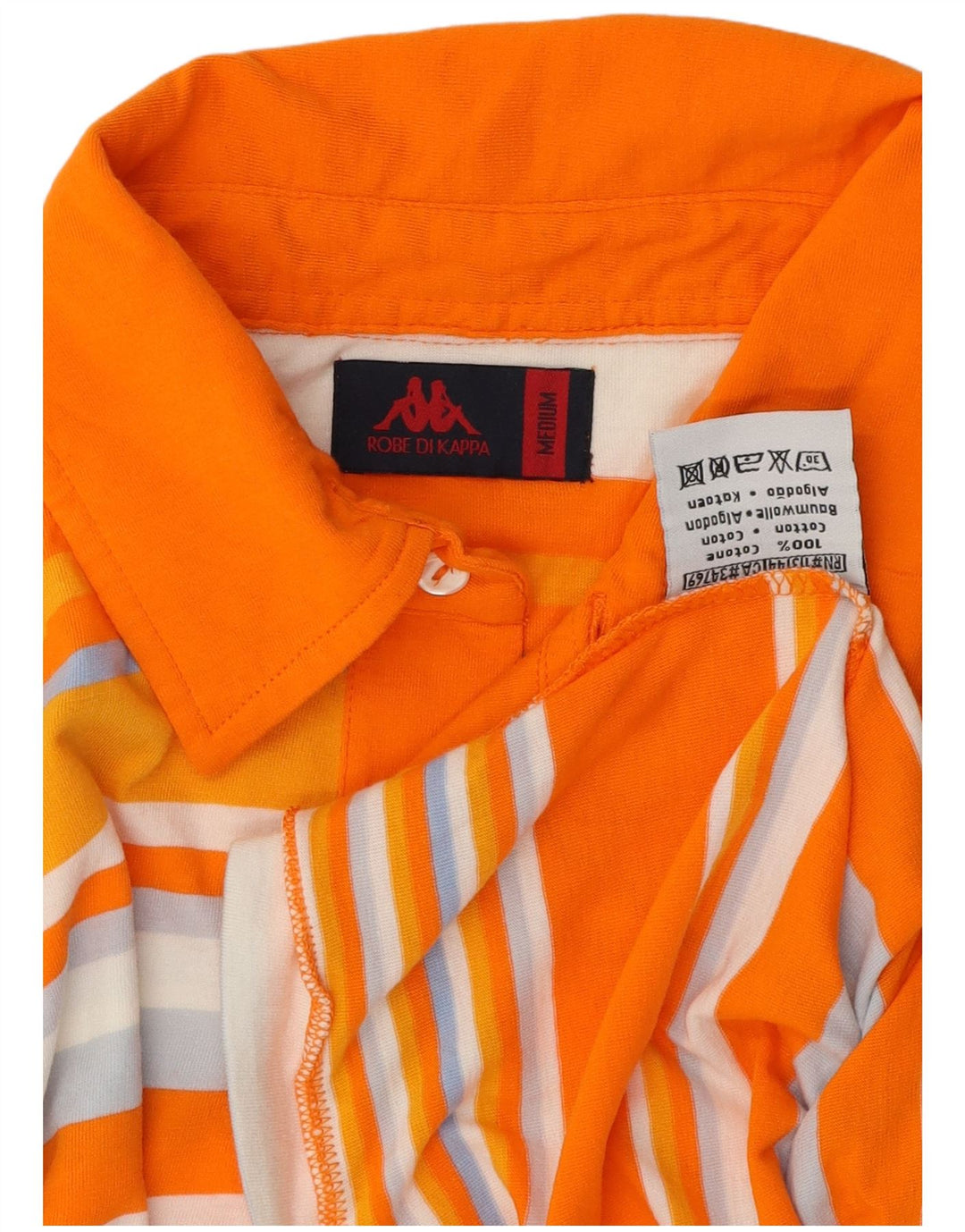 Kappa Herren-Poloshirt aus mittelorange gestreifter Baumwolle