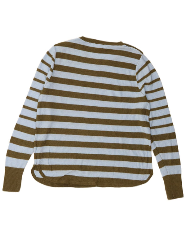 White Stuff Damen-Pullover mit Rundhalsausschnitt, Gr. 14, großes, blau gestreiftes Nylon