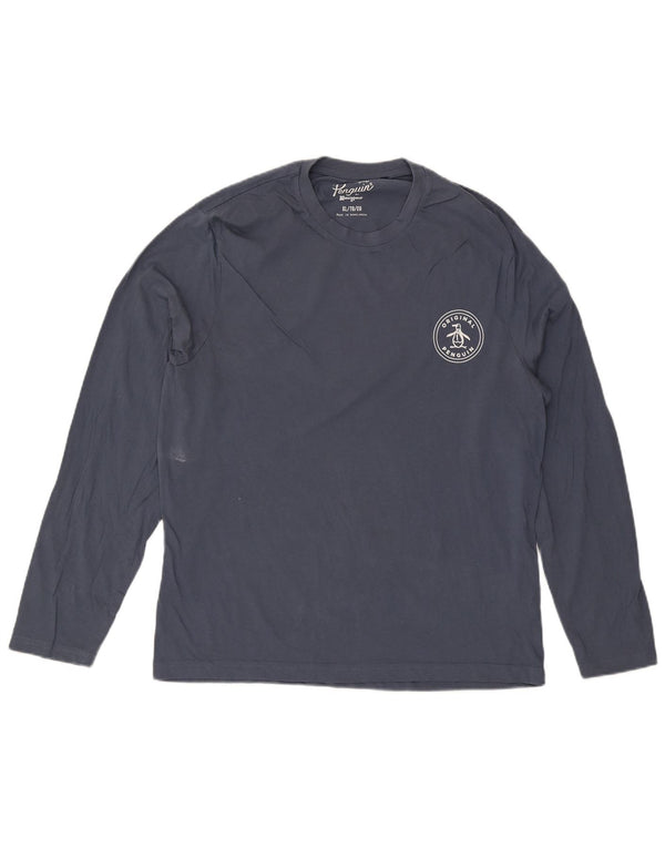 Penguin Herren-Top, langärmelig, XL, Marineblau, Baumwolle