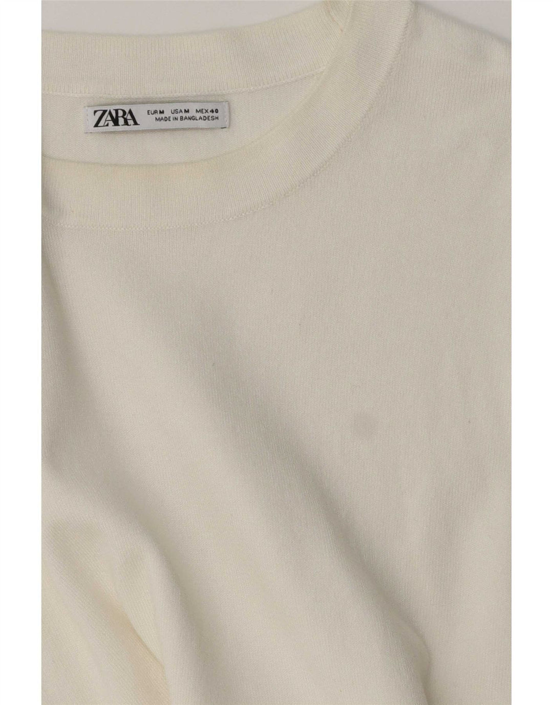 Zara Herren-Pullover mit Rundhalsausschnitt, Mittelweiß