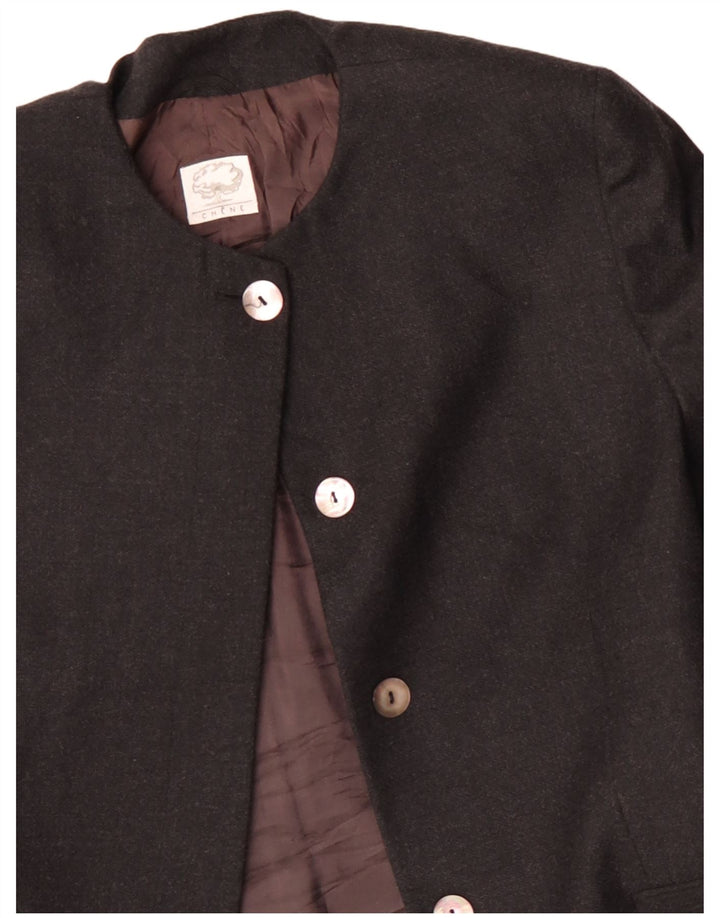 Vintage Damen Longline 4 Knopf Blazer Jacke IT 48 XL Graue Wolle