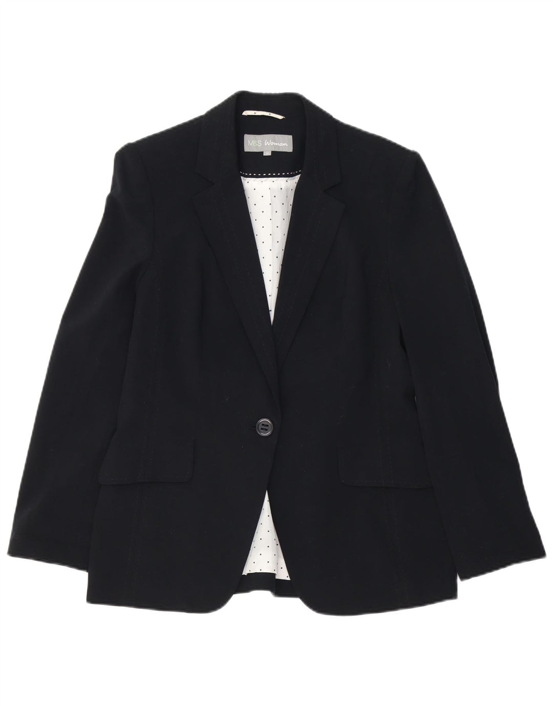 Marks & Spencer Damen-Blazer mit 1 Knopf, UK 12, Mittelschwarz, Polyester