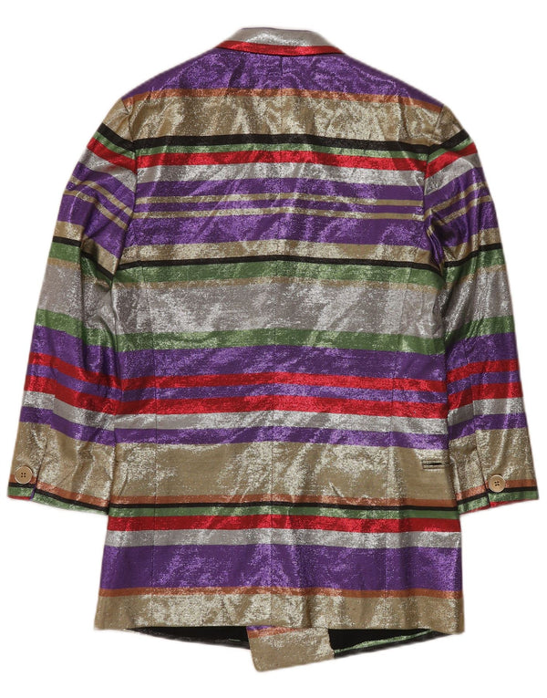 VINTAGE Damen Blazerjacke mit 3/4-Ärmeln, EU 40, mittelmehrfarbig gestreift