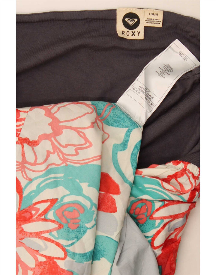 Roxy Damen Mini-trägerloses Kleid UK 14 Großes mehrfarbiges Blumen-Rayon