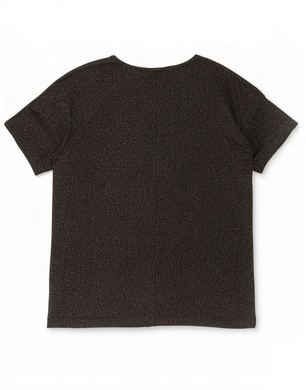 Topshop Damen-T-Shirt in Übergröße, Gr. 8, Größe S, schwarz gesprenkeltes Polyester
