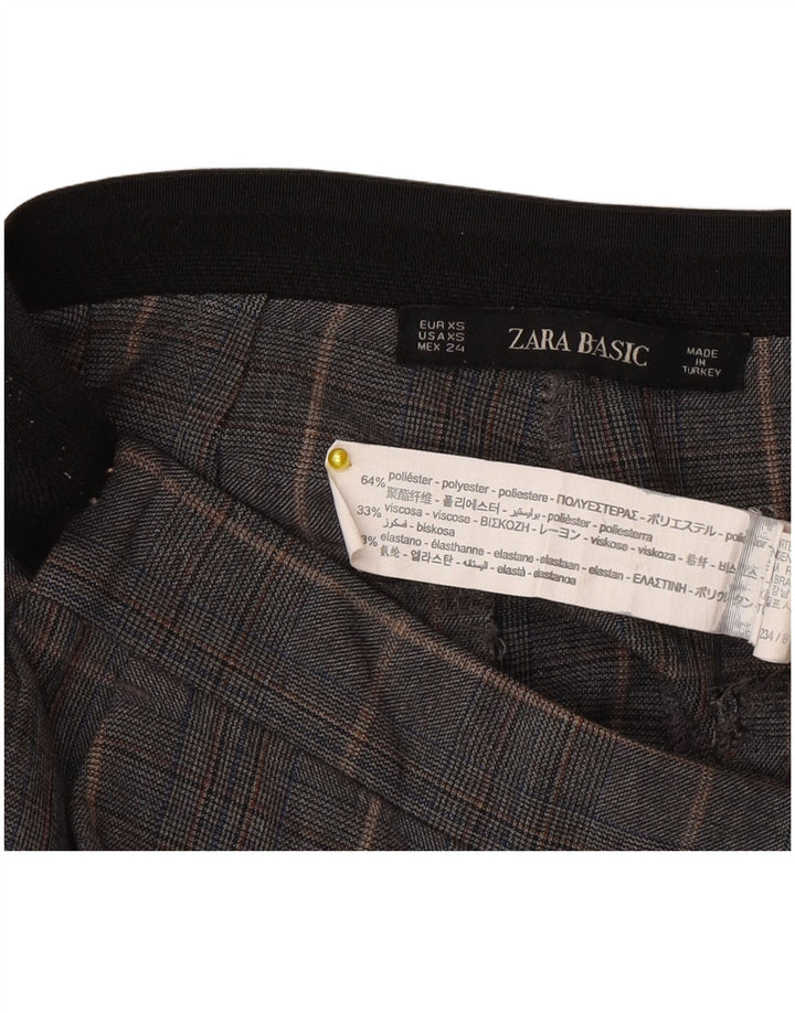 Zara Damen Slim Anzughose XS W24 L27 Grau kariertes Polyester