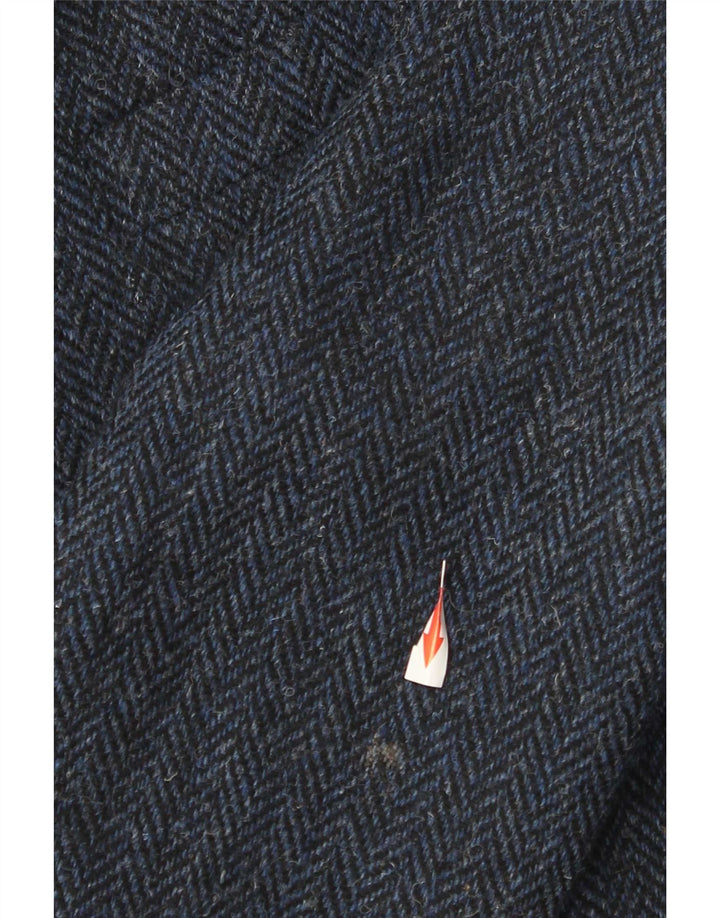Harris Tweed Herren-Blazer mit 2 Knöpfen, UK 38, mittleres Marineblau mit Fischgrätenmuster