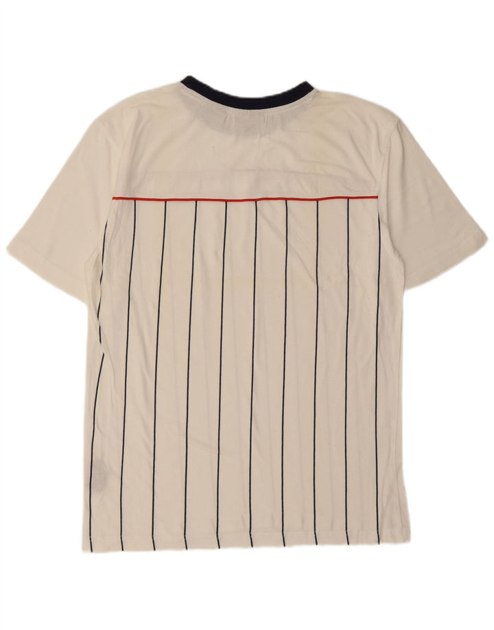 FILA Mens T-Shirt Top Medium White Striped Cotton