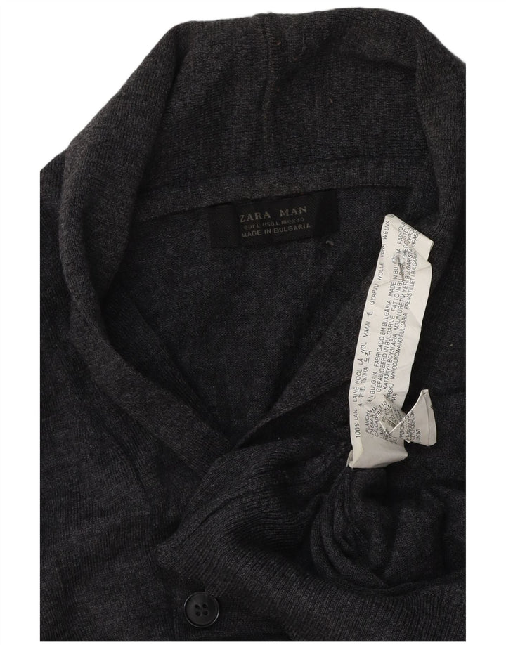 Zara Herren-Pullover mit Schalkragen, große graue Wolle