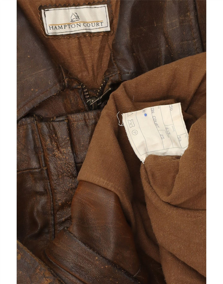 Vintage Herren Lederjacke IT 54 2XL Braunes Leder