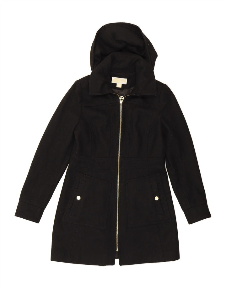 MICHAEL KORS Womens Hooded Overcoat UK 10 Small Black Wool Vintage Michael Kors and Second-Hand Michael Kors from Messina Hembry 