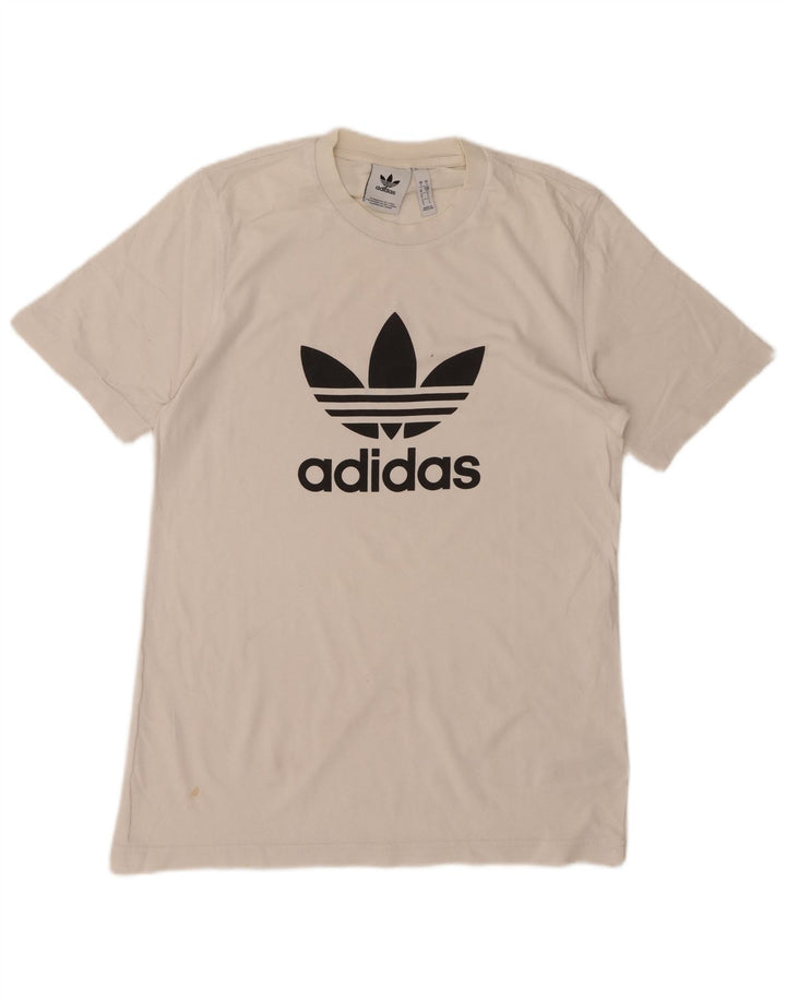 ADIDAS Herren Grafik T-Shirt Top Small Weiße Baumwolle
