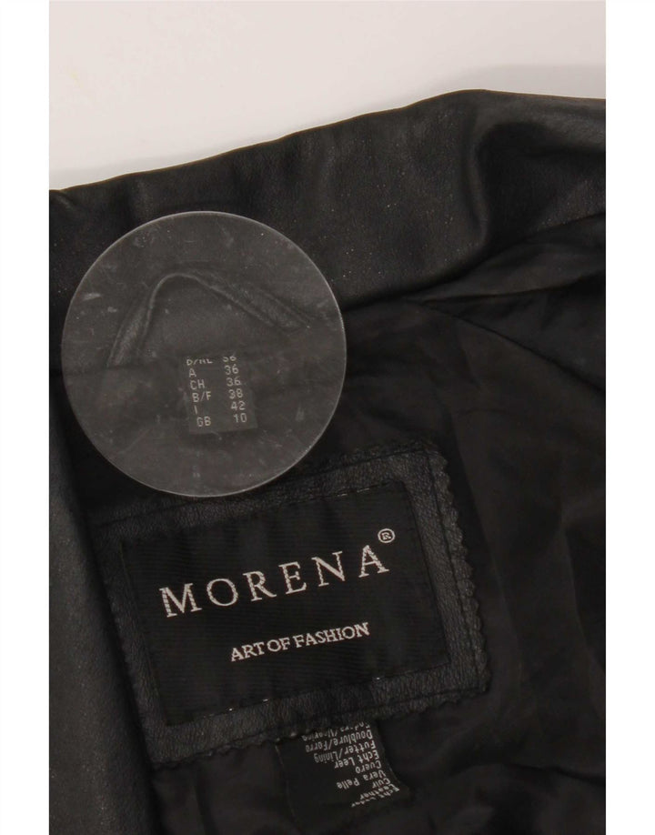 Morena Womens Übergroße Lederjacke UK 10 Small Schwarz