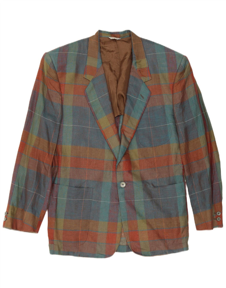 Missoni Herren 1-Knopf-Blazerjacke IT 52 XL Mehrfarbig kariertes Leinen