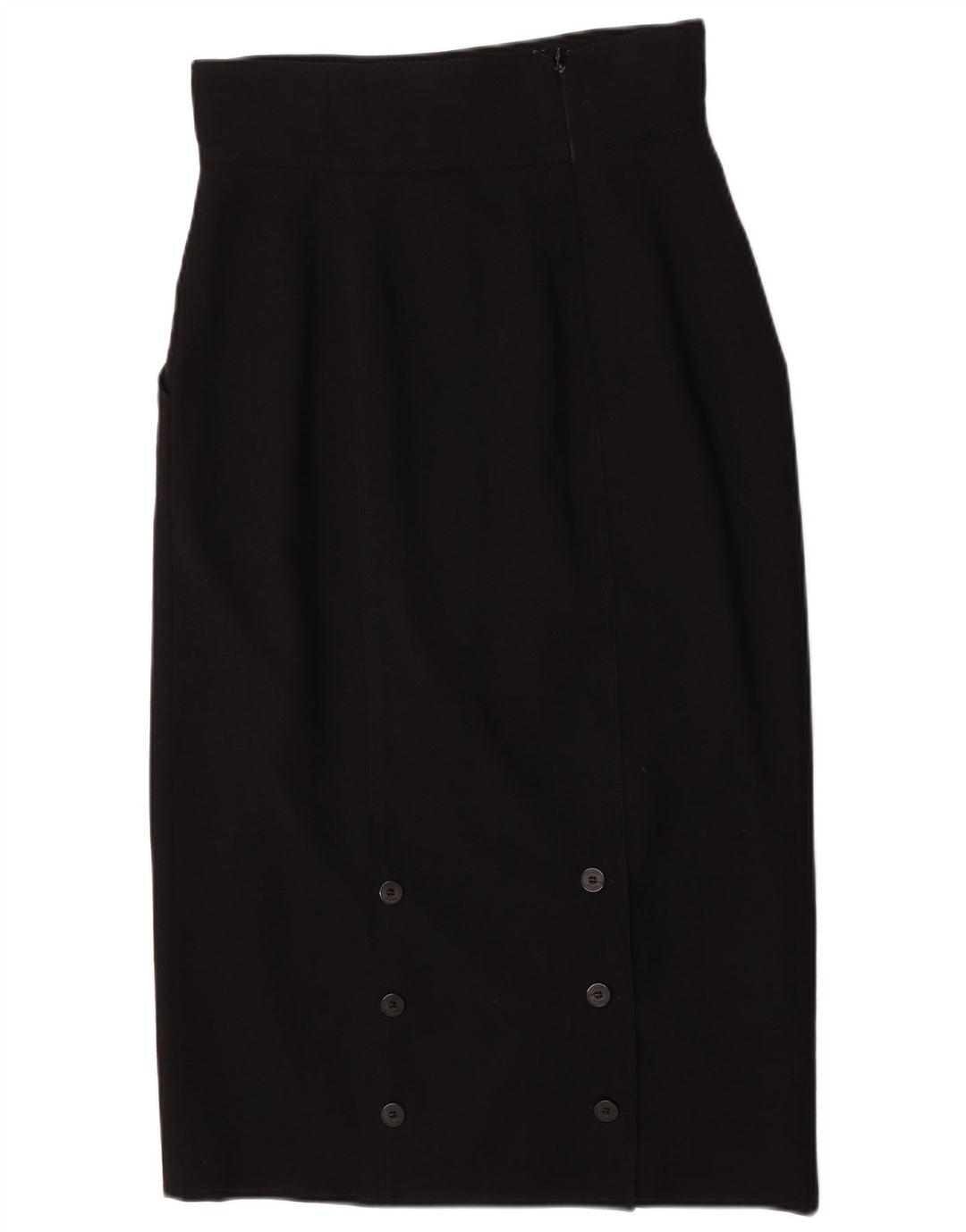 Fendi Damen Midirock mit hoher Taille IT 44 Medium W28 Schwarze Wolle