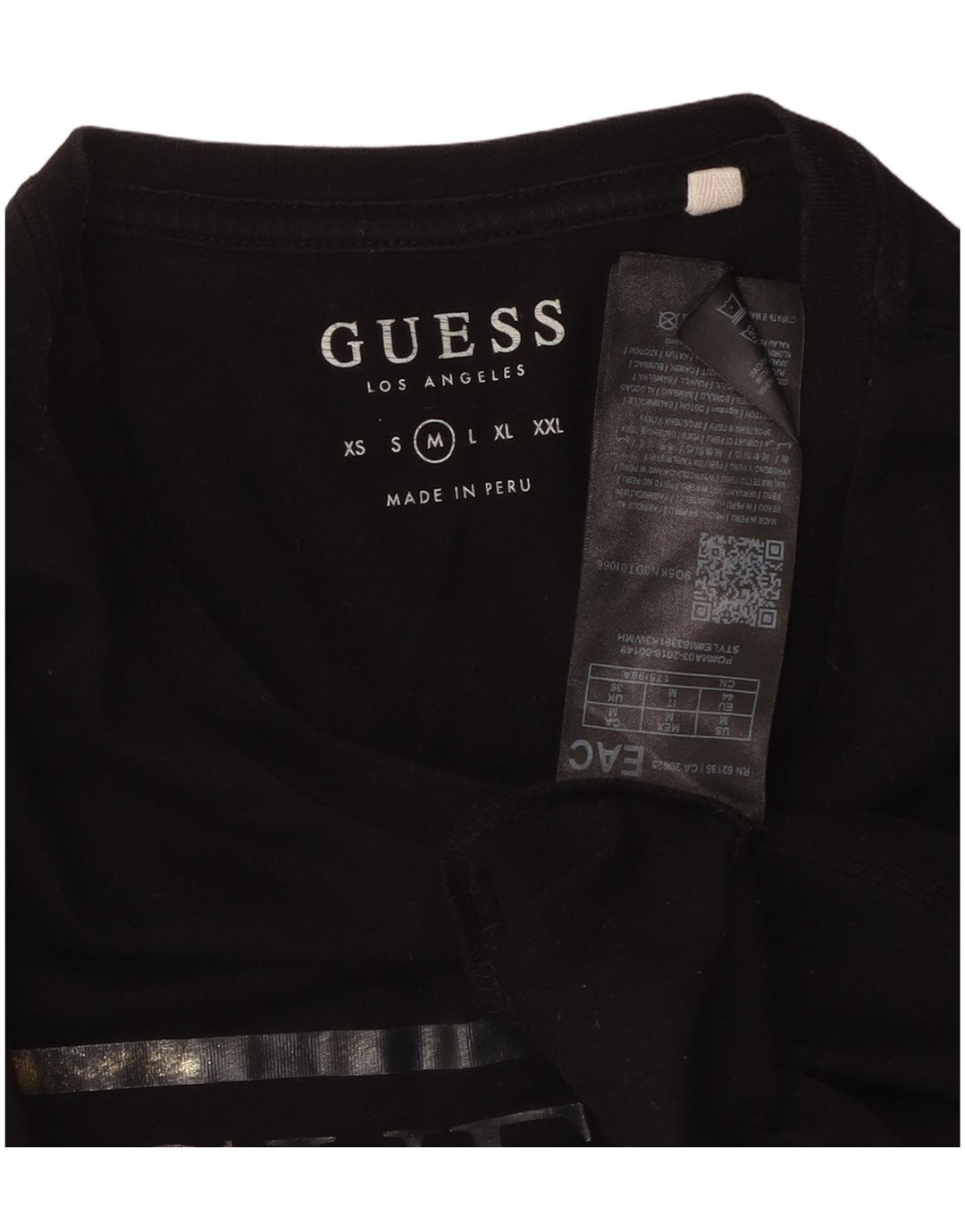 GUESS Herren Grafik-T-Shirt-Oberteil aus mittelschwarzer Baumwolle