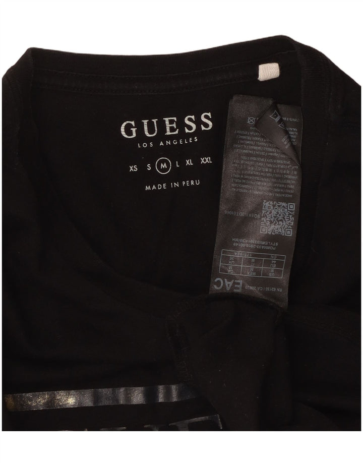 GUESS Herren Grafik-T-Shirt-Oberteil aus mittelschwarzer Baumwolle