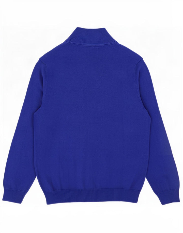 Lyle & Scott Herren-Pullover mit Reißverschluss am Hals, groß, aus blauer Baumwolle