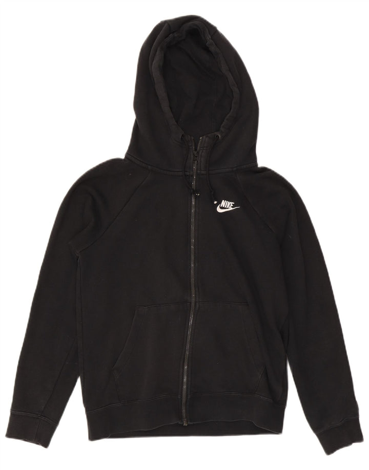 NIKE Damen-Pullover mit übergroßem Reißverschluss und Kapuze, UK 6, XS, schwarze Baumwolle