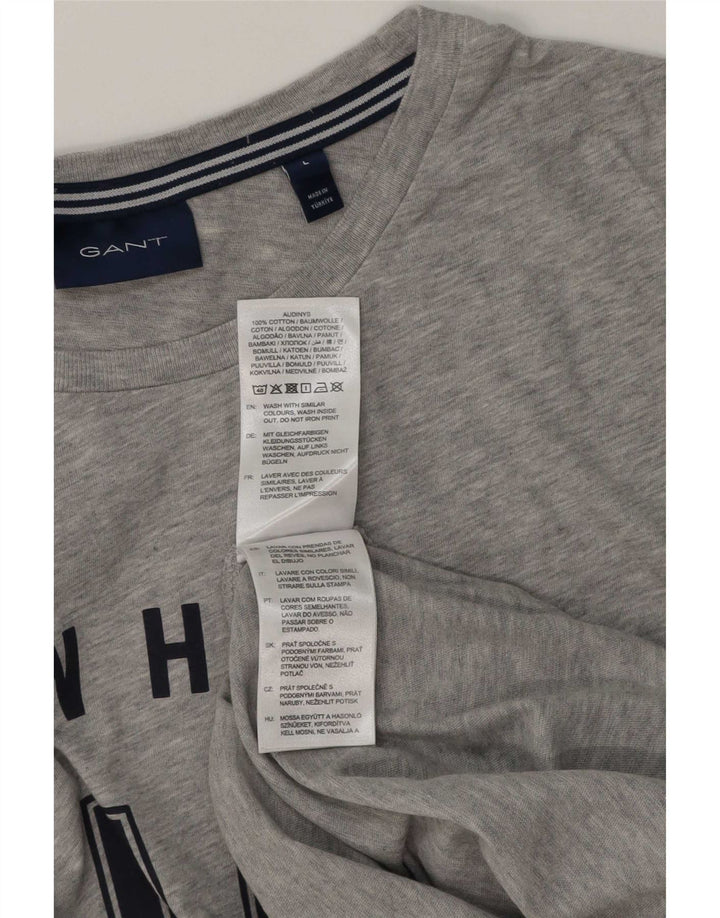 Gant Herren-T-Shirt mit Grafik, Größe L, aus grauer Baumwolle