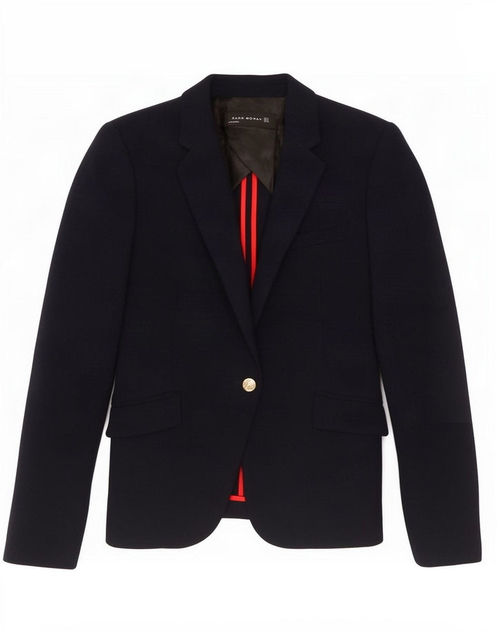 Zara Damen 1-Knopf-Blazerjacke UK 10 Small Marineblau