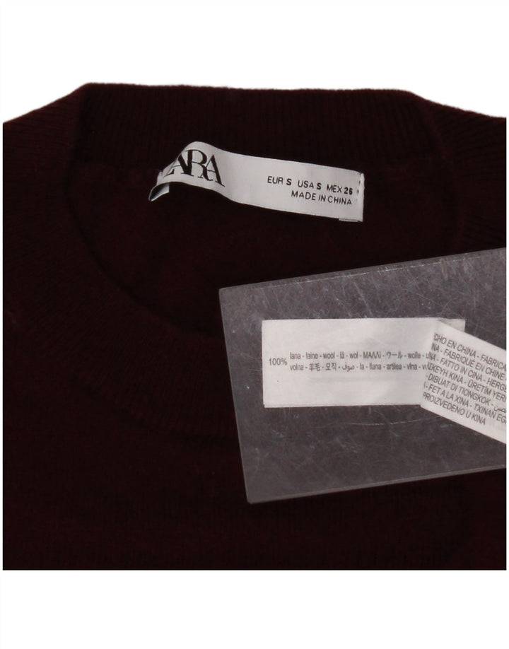 ZARA Herren-Pullover mit Rundhalsausschnitt, kleine Burgunderwolle