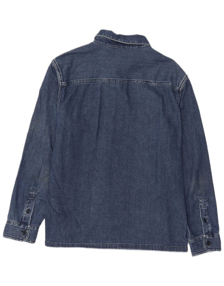 Marks & Spencer Herren-Overshirt-Jeanshemd, groß, blau, Baumwolle, klassisch