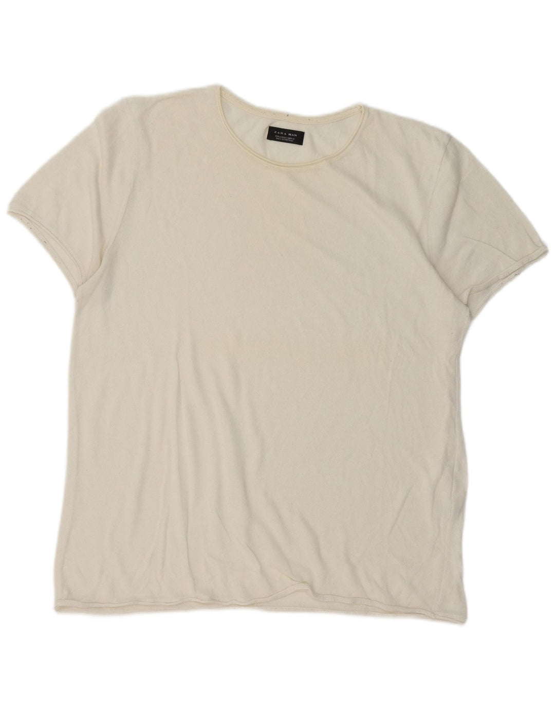 Zara Herren T-Shirt Top Large Off White Baumwolle