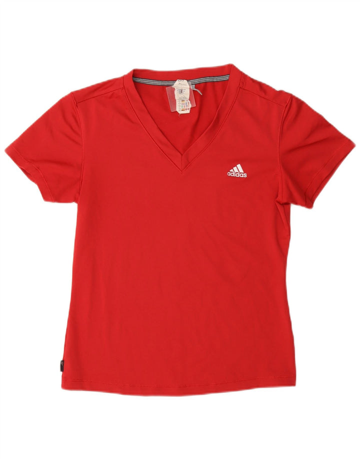 Adidas Damen Clima 365 T-Shirt Top UK 14 Mittelrotes Polyester