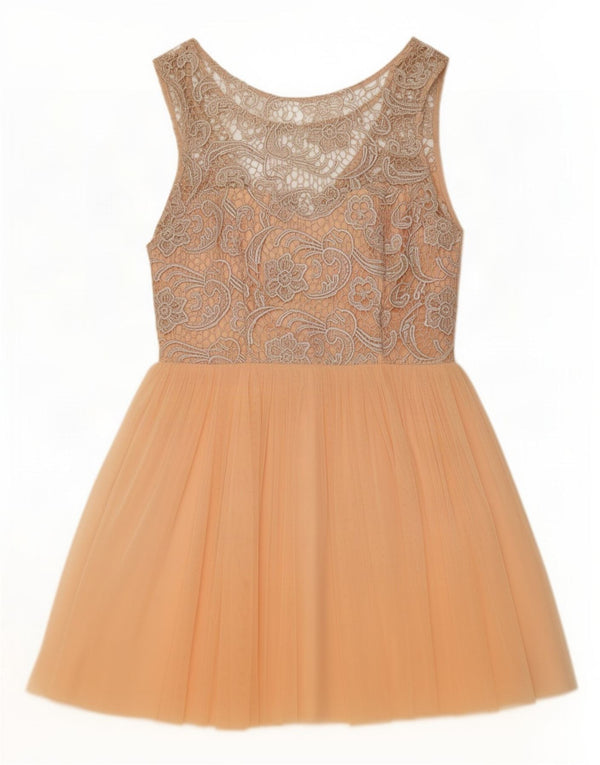 Lipsy Damen ärmelloses A-Linien-Kleid, UK 12, Mittelorange, Blumenmuster, Polyester