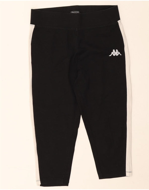 Kappa Damen Capri-Leggings UK 14 Große schwarze Colourblock-Baumwolle