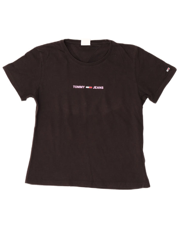 Tommy Hilfiger Damen Kurzarm-T-Shirt mit Grafik, UK 12, Mittelschwarz