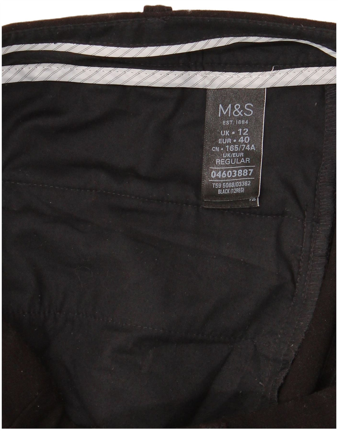 Marks & Spencer Damen gerade Anzughose UK 12 Medium W34 L27 Schwarz