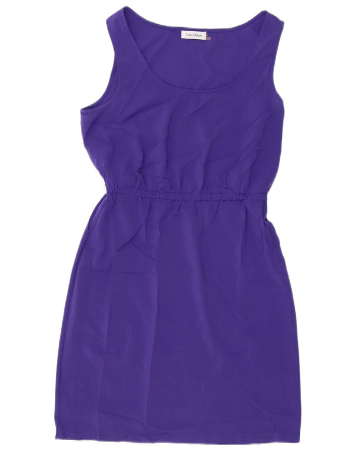 Calvin Klein Damen Ärmelloses Etuikleid US 6 Medium Lila Polyester