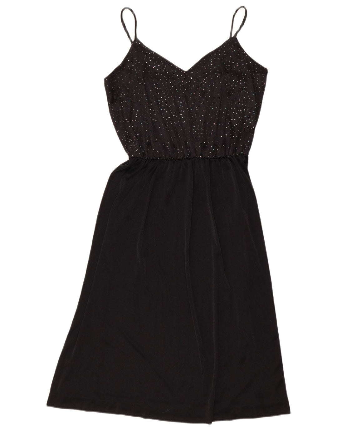 Vintage Damen Slip-Kleid UK 12 Medium Schwarz