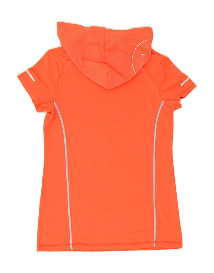 ALEX Womens Hooded T-Shirt Top UK 12 Medium Orange Polyester Vintage ALEX and Second-Hand ALEX from Messina Hembry 
