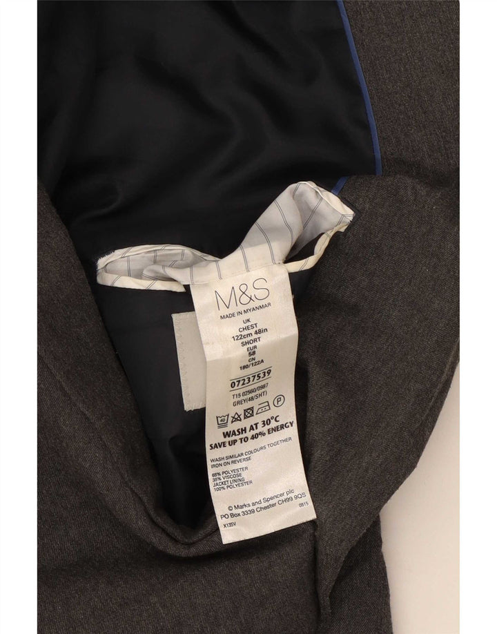 Marks & Spencer Herren-Blazer mit 2 Knöpfen, UK 48, 2XL, graues Polyester