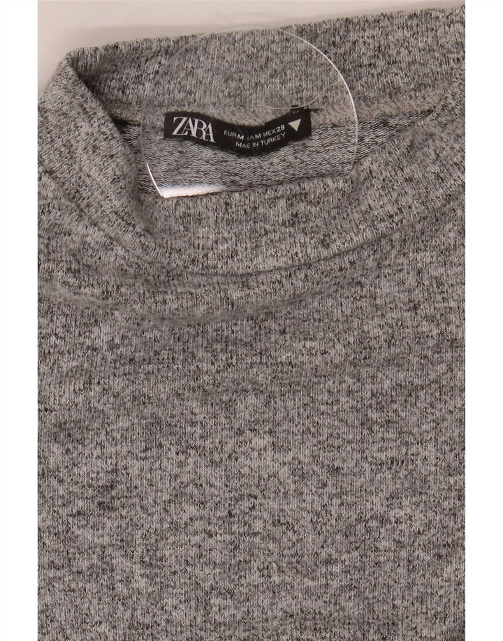 Zara Damen Top Langarm UK 12 Mittelgrau meliert