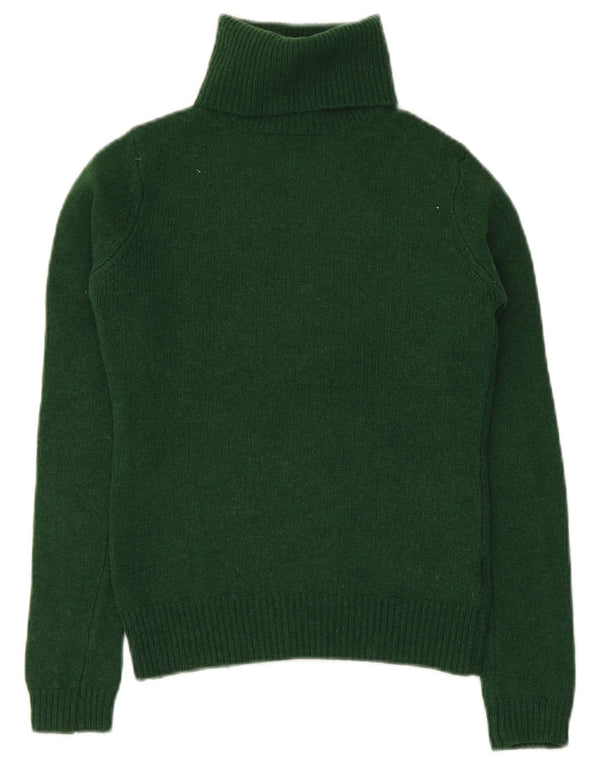 Massimo Dutti Damen Crop Rollkragenpullover Pullover UK 12 Mittelgrüne Wolle