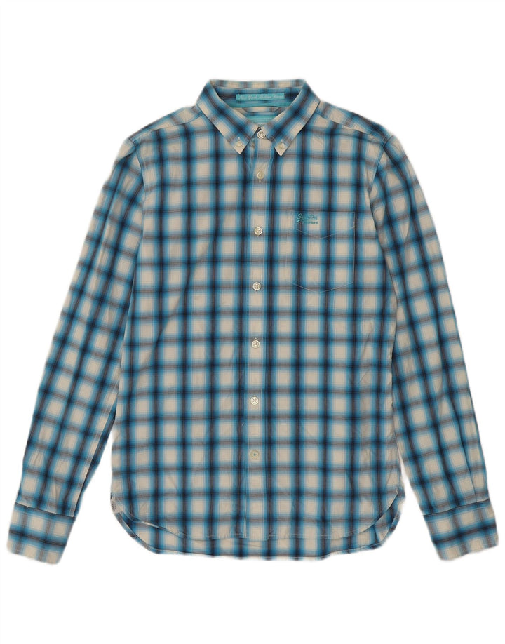 Superdry Herrenhemd aus Baumwolle, groß, blau kariert